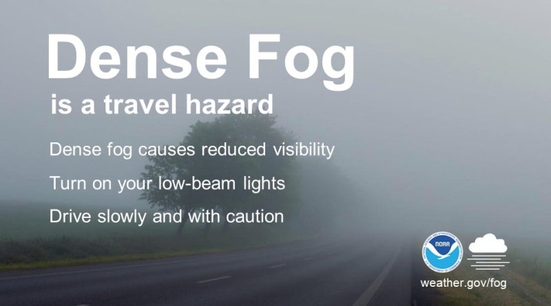Patchy, dense fog hindering morning traffic